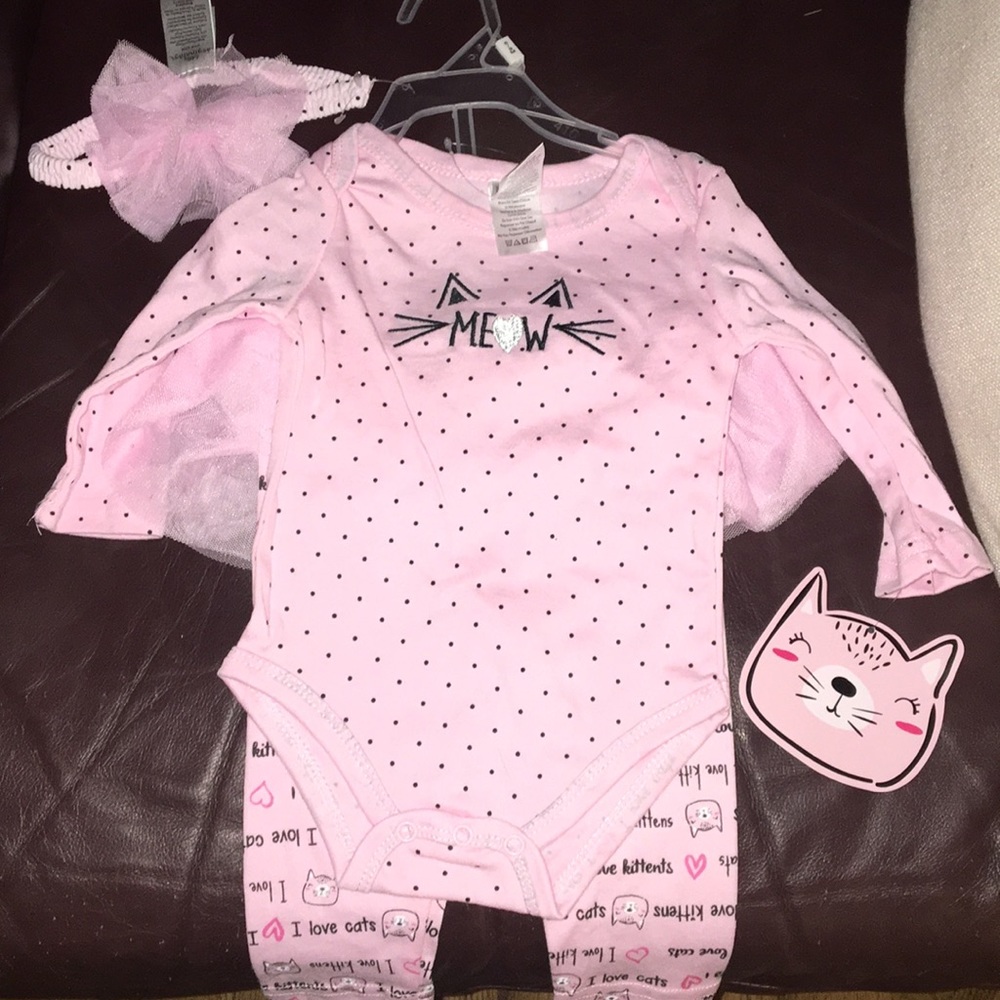 3 Piece 💕👧🏼 Pink and Black Polka Dot Bodysuit
